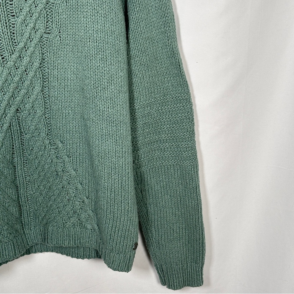 Roxy Cable Knit Sweater Cotton Wool Blend Sage Green Cozy Coastal Grandmacore M - Picture 4 of 13